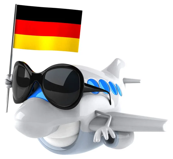 Spaßflugzeug mit Deutschlandfahne — Stockfoto