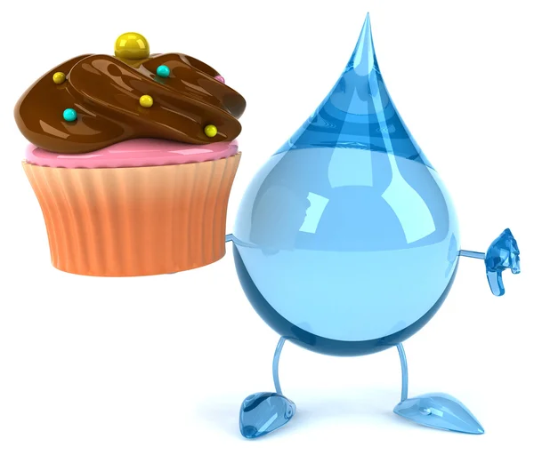 Vattendroppe med cupcake — Stockfoto
