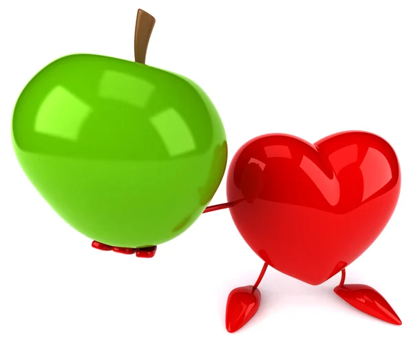 Coeur amusant avec une pomme — Photo