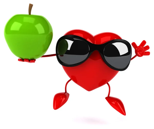 Веселое сердце с яблоком — стоковое фото
