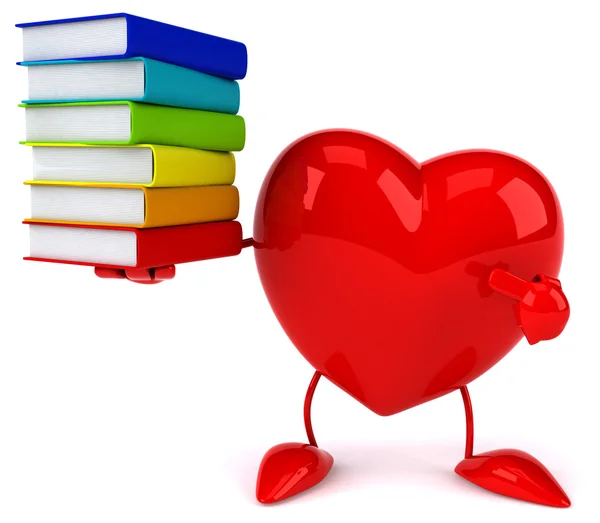 Kul hjärta med böcker — Stockfoto