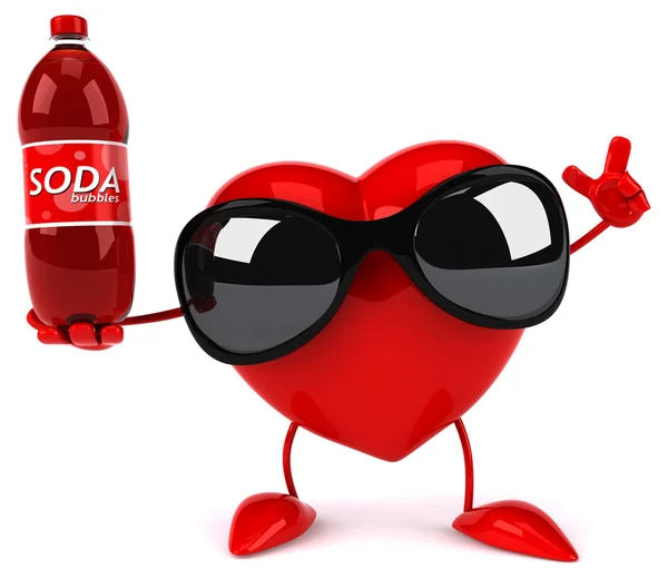 Leuk hart met fles soda — Stockfoto