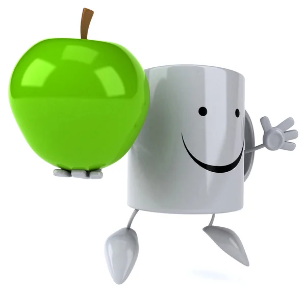Kreslený hrnek s jablkem — Stock fotografie