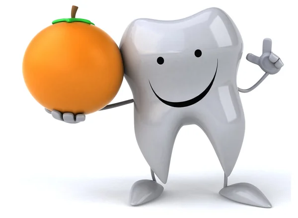 Fun tooth with an orange — Stock Photo, Image