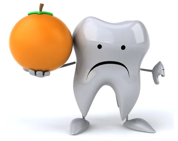Kul tanden med en orange — Stockfoto