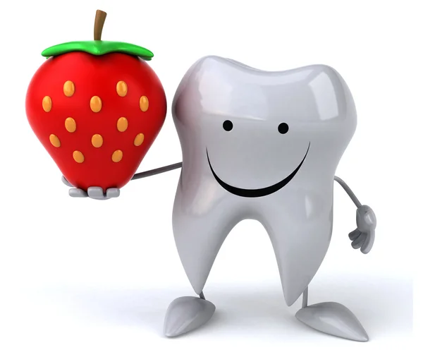 Fun tooth with strawberry — Stock Photo, Image