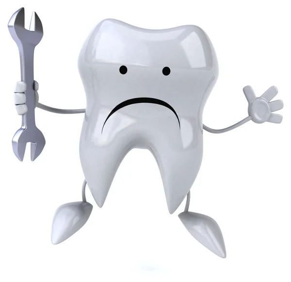 Fun tooth with wrench — Stock Photo, Image