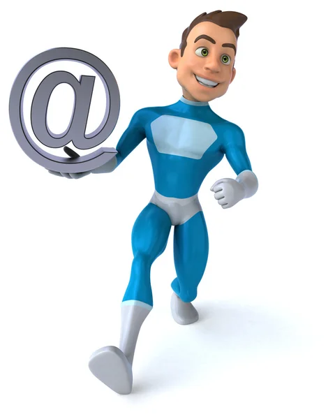 Fun superhero with email symbol — Stock Photo, Image