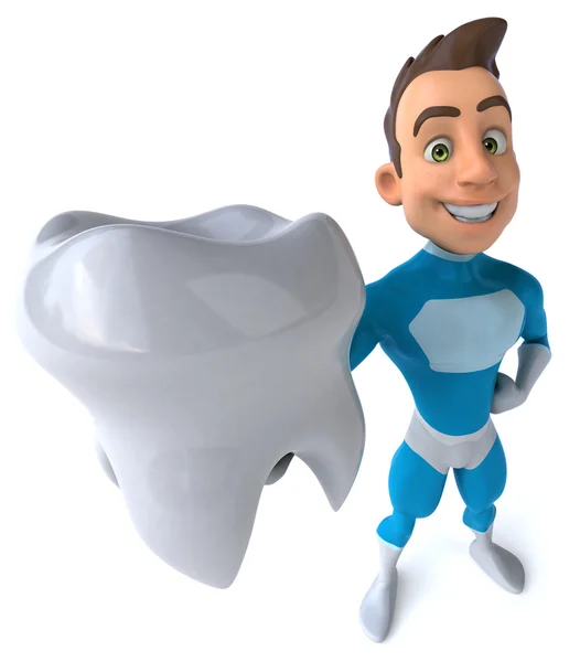 Zábavné superhrdina s zub — Stock fotografie
