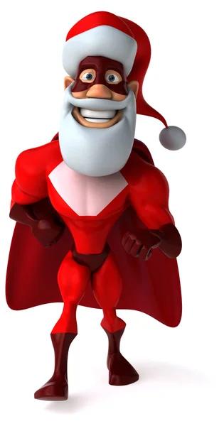 Zabawne superbohatera w stroju Świętego Mikołaja — Zdjęcie stockowe