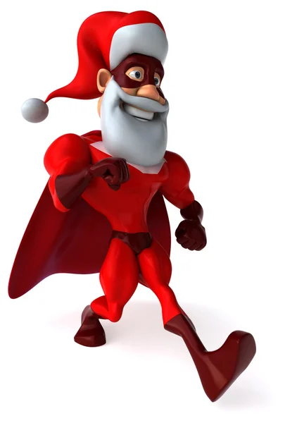 Fun superhero in Santa's costume — Stock Photo, Image