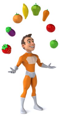 Meyve ve sebze ile eğlenceli süper kahraman
