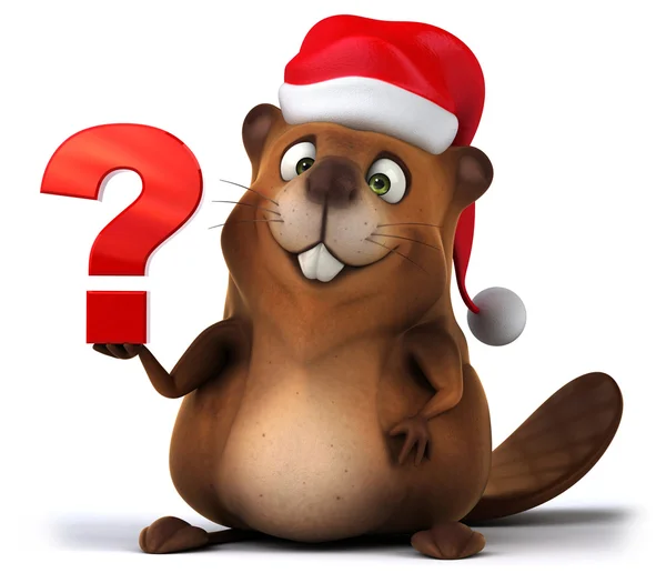 Fun beaver with question mark — Stock Photo, Image