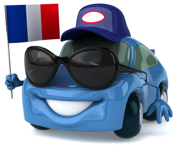Веселая машина с флагом Франции — стоковое фото