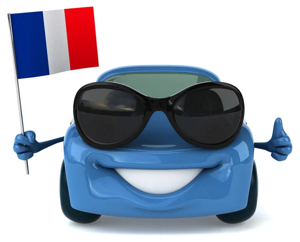 Voiture amusante avec drapeau de France — Photo