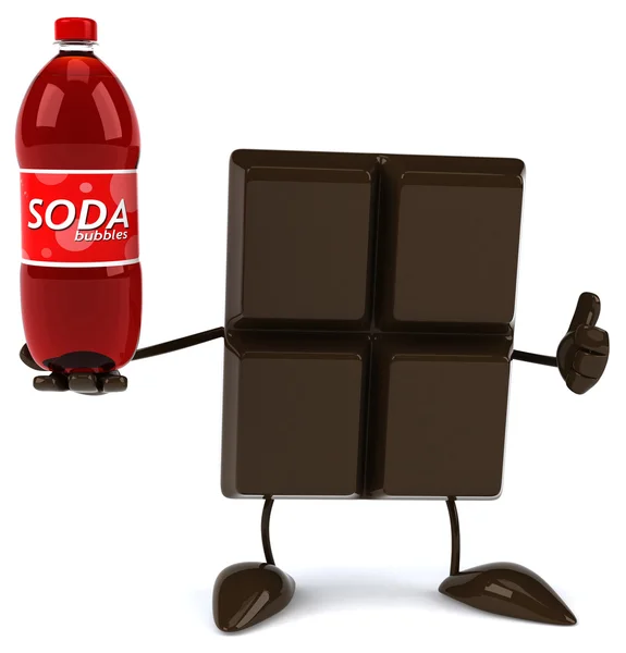 Chocolate with soda bottle — Stock Photo, Image