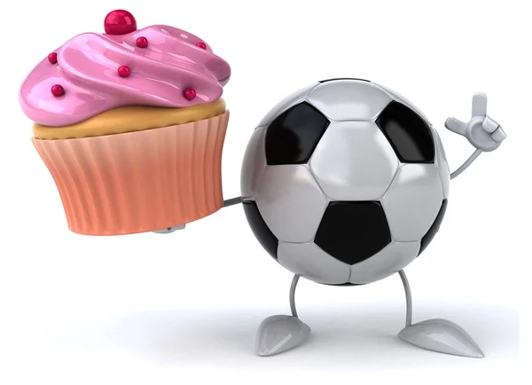 Pelota de fútbol con cupcake — Foto de Stock