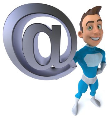 E posta simgesi olan eğlenceli süper kahraman