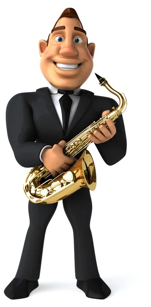 Homme d'affaires avec saxophone — Photo