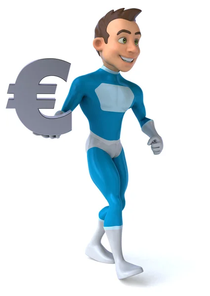 Kul superhjälte med euro-symbolen — Stockfoto