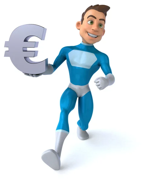 Kul superhjälte med euro-symbolen — Stockfoto