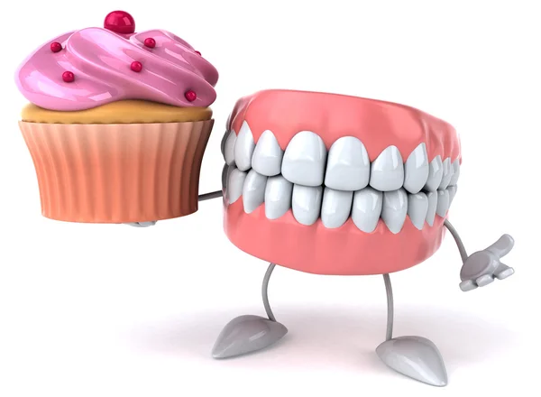 Leuke tanden met cupcake — Stockfoto