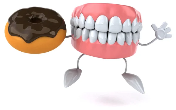 Dentes divertidos com donut — Fotografia de Stock