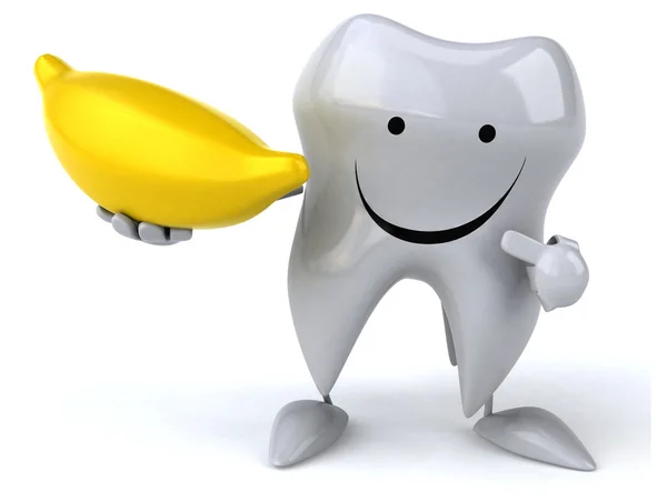 Веселый зуб с бананом — стоковое фото