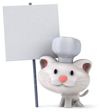 Şef şapkalı eğlenceli kedi