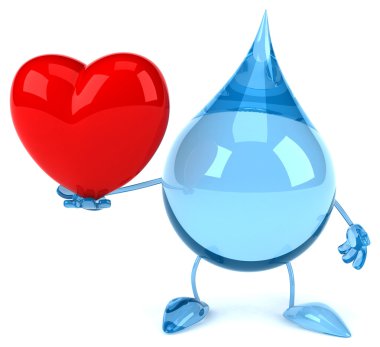 Su damlası ile kırmızı kalp