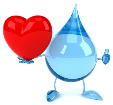 Su damlası ile kırmızı kalp