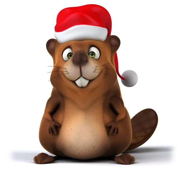 Fun beaver in Santa 's hat — стоковое фото