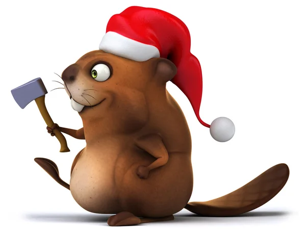 Funny beaver holding axe — Stock Photo, Image