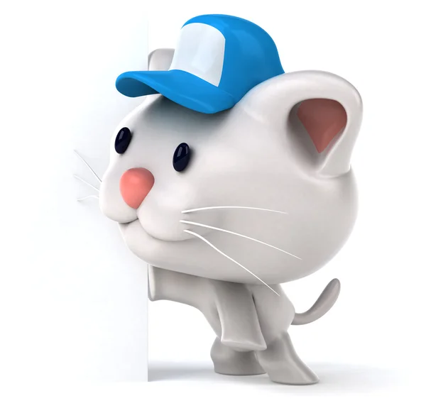 Cute cartoon cat in hat — Stock Photo, Image