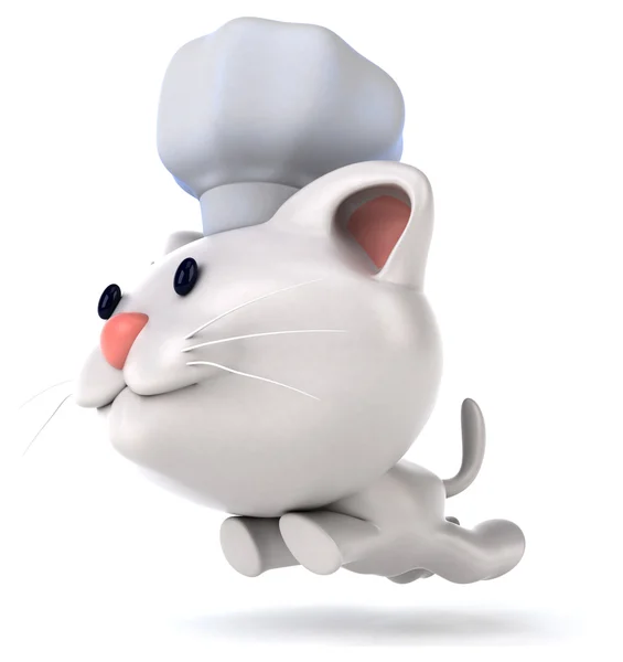 Весела кішка в шапці шеф-кухаря — стокове фото