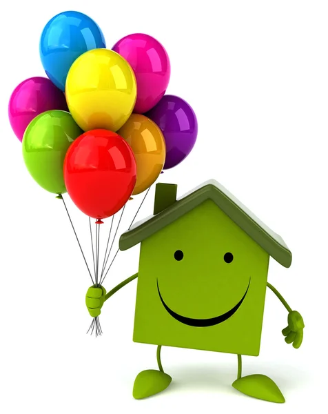 Leuk huis met ballonnen — Stockfoto