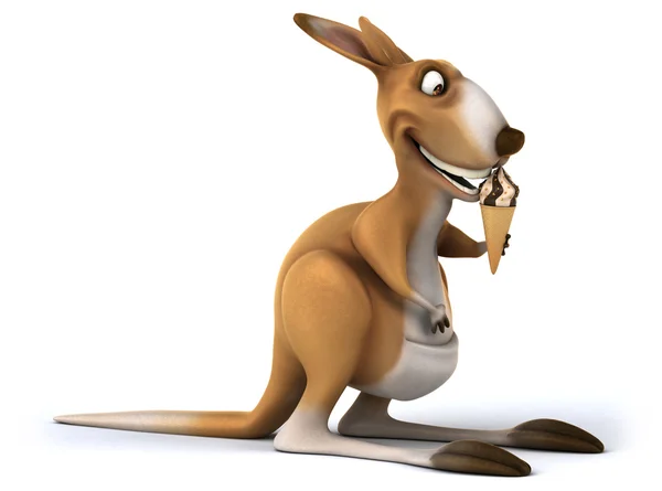 Fun kangaroo with ice cream — Stock Photo, Image