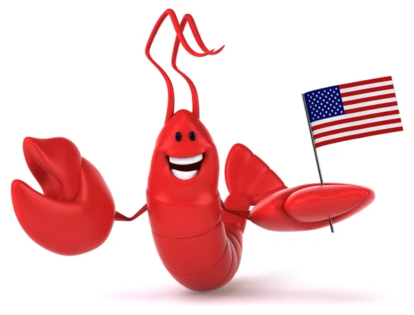 Fun lobster with USA flag — Stock Photo, Image