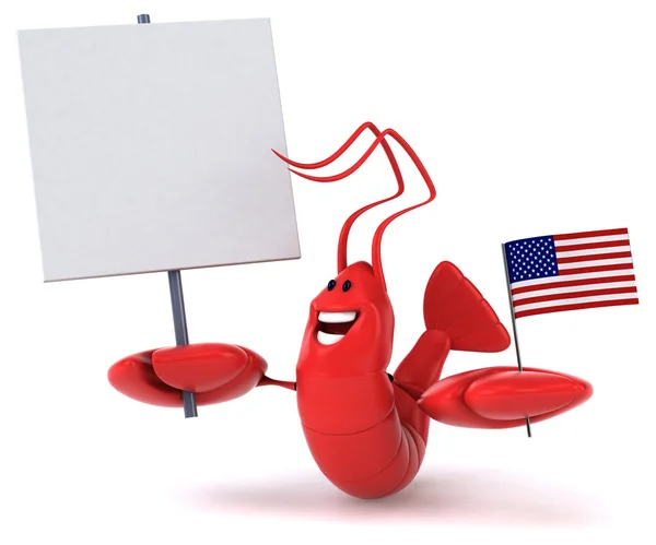 Fun lobster with USA flag — Stock Photo, Image