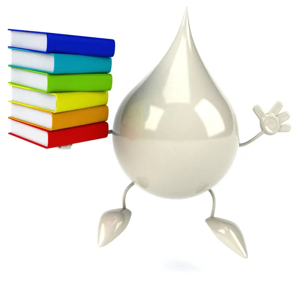 Milk drop holding colourful books — Stock Photo, Image