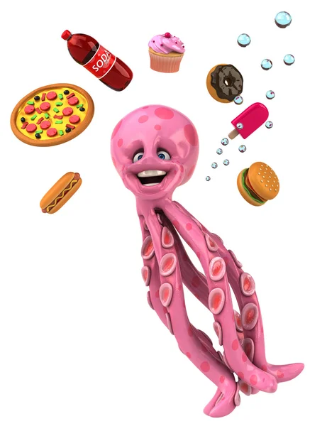 Fun octopus with junk food — Stock Photo, Image