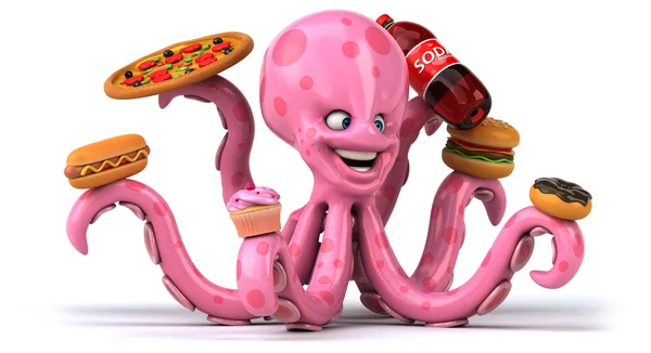 Leuke octopus met junk food — Stockfoto