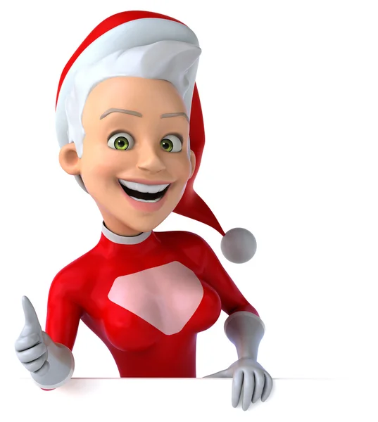 Super Santa Claus woman in red costume — Stock Photo, Image