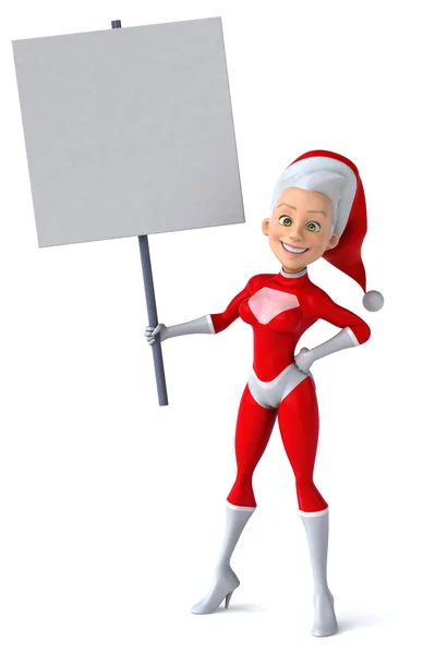 Super Santa Claus woman in red costume — Stock Photo, Image