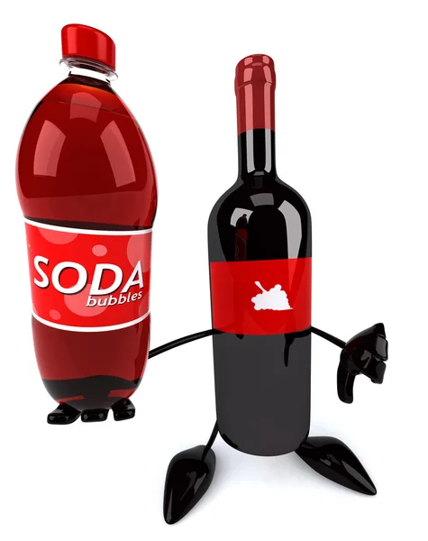 Wine bottle with soda bottle — Stock Photo, Image