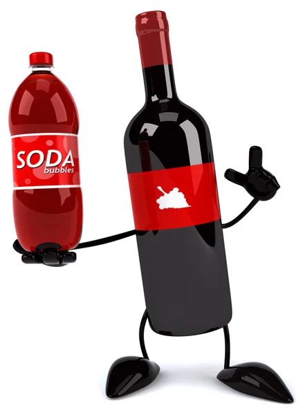 Botella de vino con soda — Foto de Stock