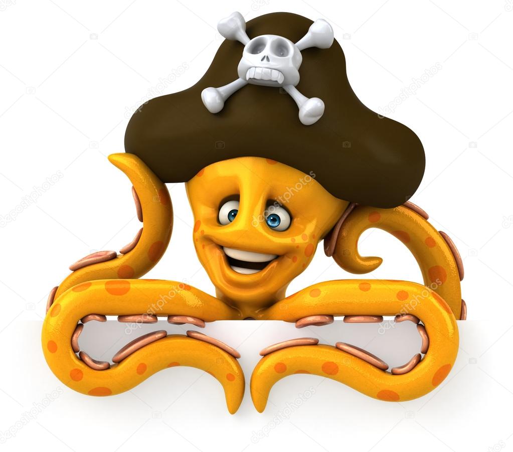Fun octopus in pirate hat