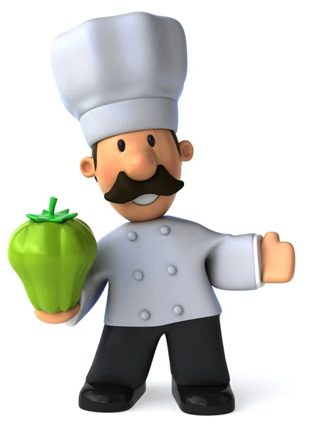 Chef with green pepper — Stock Photo, Image