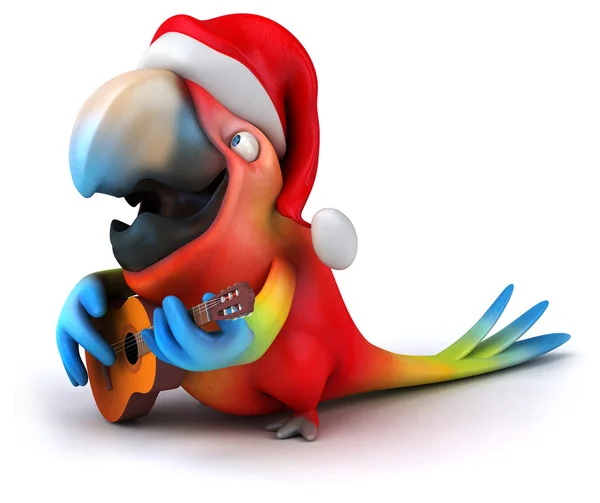 Zabawa papuga z gitara — Zdjęcie stockowe