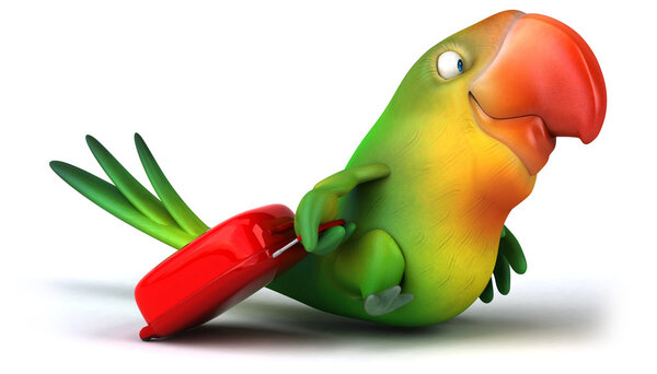 Fun parrot with luggage
